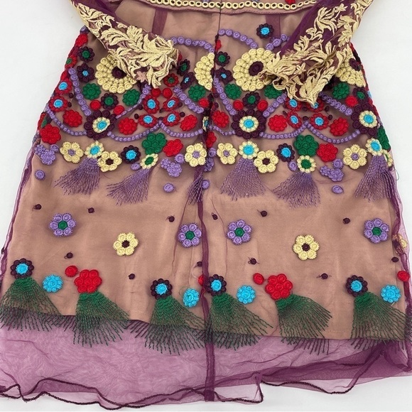 Metisu Pink Mesh Embroidered Waved Hem Mini Dress - Picture 12 of 12